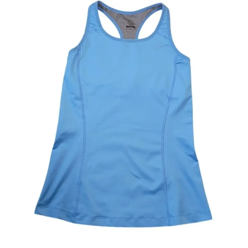 Nike Dri Fit Racerback Running Tank Blue Built In Bra M Athleisure Gym Running